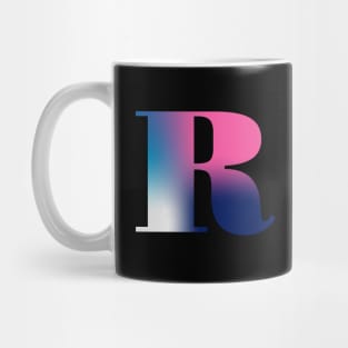 Capital Letter R Monogram Gradient Pink Blue White Mug